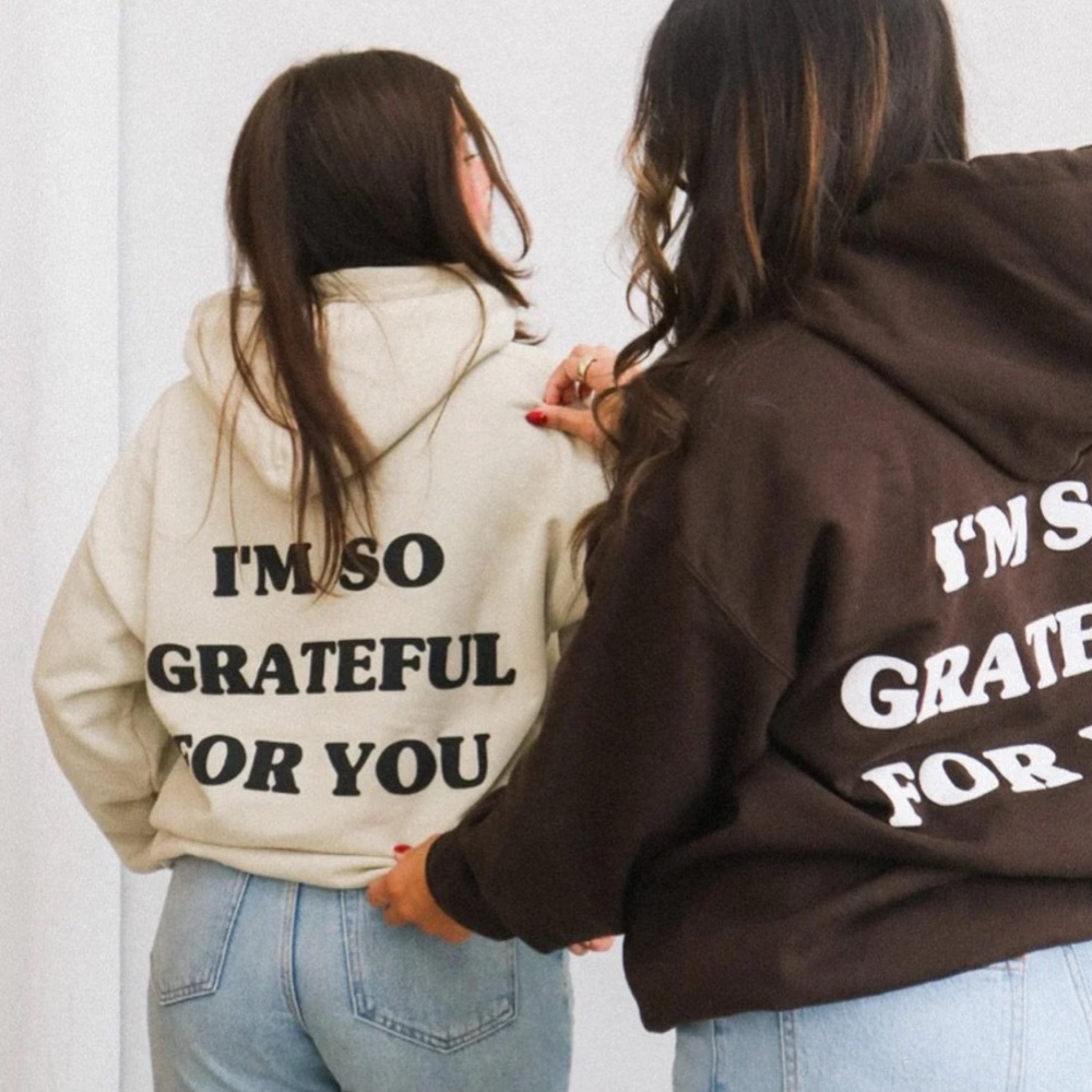 Reborn Club 'GRATEFUL FOR YOU’ tan hoodie